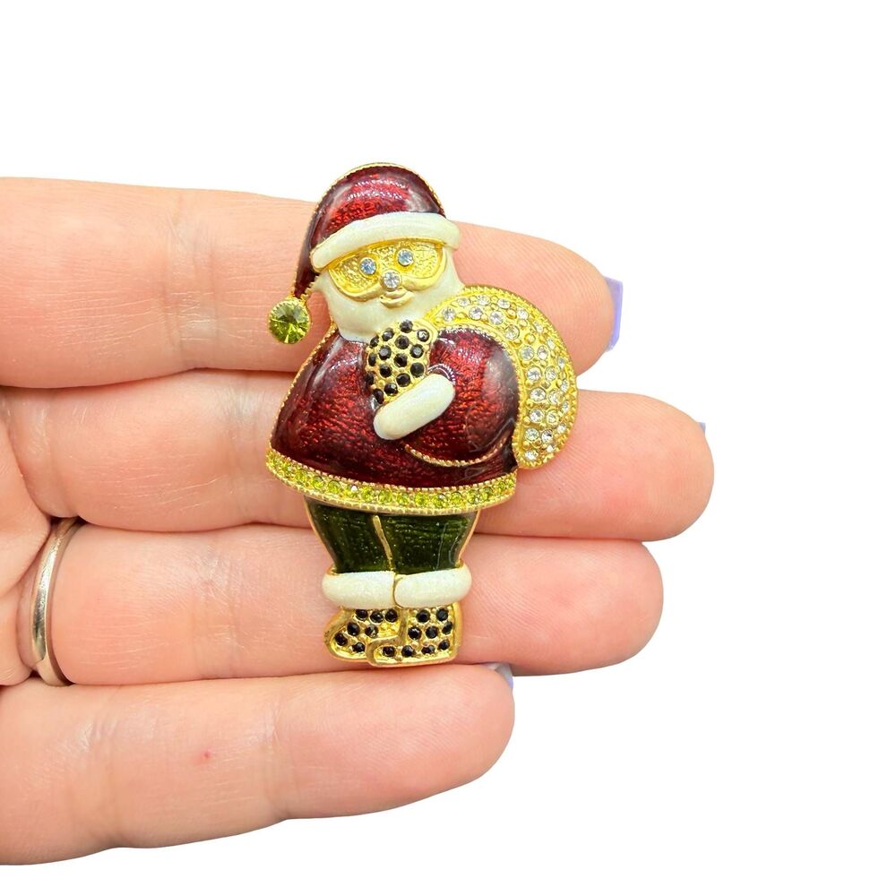 Vintage Santa Brooch,  Christmas Pin